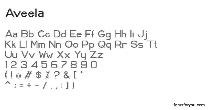 Schriftart Aveela – Alphabet, Zahlen, spezielle Symbole