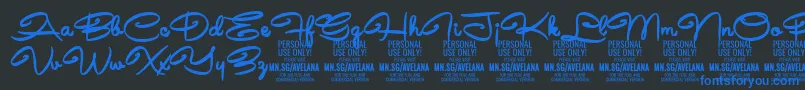 AvelanaBold PERSONAL-Schriftart – Blaue Schriften auf schwarzem Hintergrund