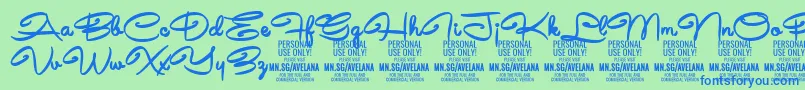 AvelanaBold PERSONAL Font – Blue Fonts on Green Background