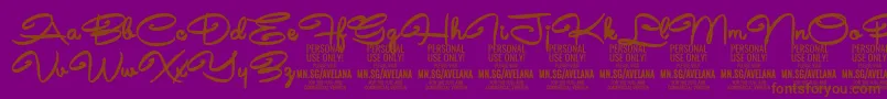 AvelanaBold PERSONAL Font – Brown Fonts on Purple Background