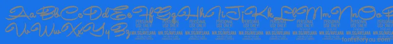 AvelanaBold PERSONAL-Schriftart – Graue Schriften auf blauem Hintergrund