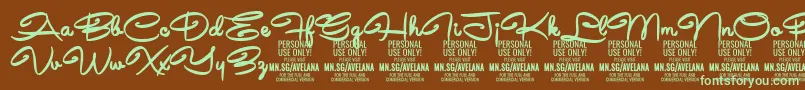 AvelanaBold PERSONAL Font – Green Fonts on Brown Background