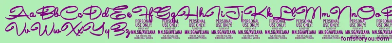 AvelanaBold PERSONAL Font – Purple Fonts on Green Background