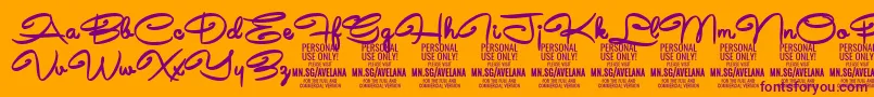 AvelanaBold PERSONAL Font – Purple Fonts on Orange Background