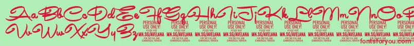 AvelanaBold PERSONAL Font – Red Fonts on Green Background