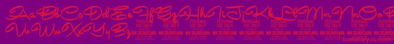 AvelanaBold PERSONAL Font – Red Fonts on Purple Background