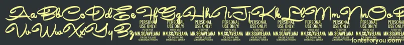 AvelanaBold PERSONAL Font – Yellow Fonts on Black Background