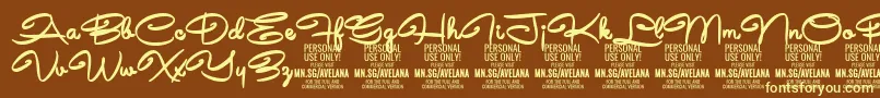 AvelanaBold PERSONAL Font – Yellow Fonts on Brown Background