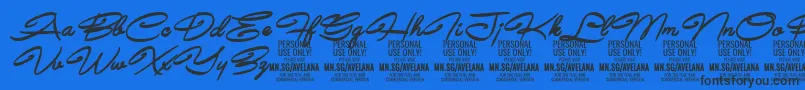 Шрифт AvelanaBoldItalic PERSONAL – чёрные шрифты на синем фоне