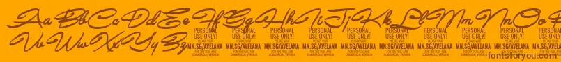 AvelanaBoldItalic PERSONAL Font – Brown Fonts on Orange Background