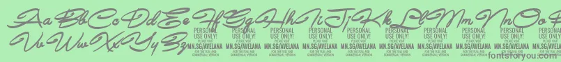 Fonte AvelanaBoldItalic PERSONAL – fontes cinzas em um fundo verde