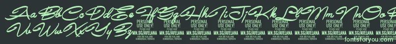 AvelanaBoldItalic PERSONAL-Schriftart – Grüne Schriften auf schwarzem Hintergrund