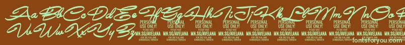 AvelanaBoldItalic PERSONAL Font – Green Fonts on Brown Background