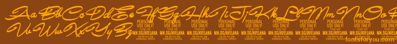 AvelanaBoldItalic PERSONAL-Schriftart – Orangefarbene Schriften auf braunem Hintergrund