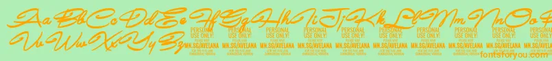 Czcionka AvelanaBoldItalic PERSONAL – pomarańczowe czcionki na zielonym tle
