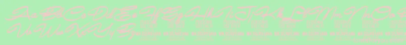 AvelanaBoldItalic PERSONAL-fontti – vaaleanpunaiset fontit vihreällä taustalla
