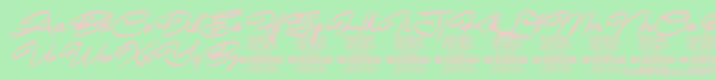 AvelanaBoldItalic PERSONAL-Schriftart – Rosa Schriften auf grünem Hintergrund