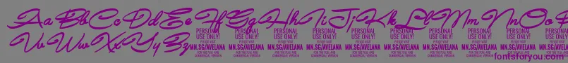 AvelanaBoldItalic PERSONAL Font – Purple Fonts on Gray Background