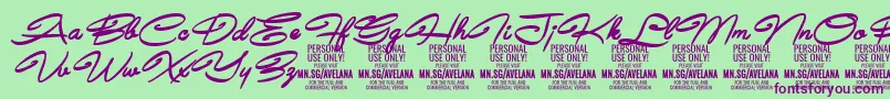 AvelanaBoldItalic PERSONAL Font – Purple Fonts on Green Background