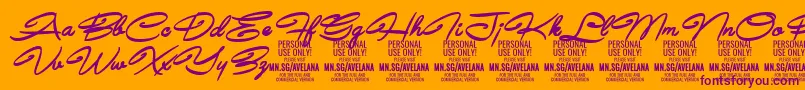AvelanaBoldItalic PERSONAL Font – Purple Fonts on Orange Background