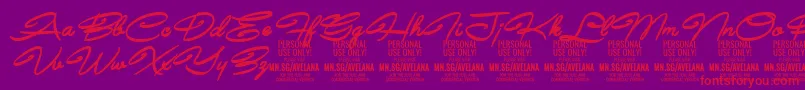 AvelanaBoldItalic PERSONAL Font – Red Fonts on Purple Background