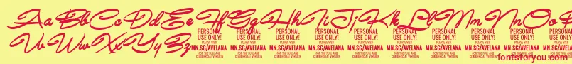 AvelanaBoldItalic PERSONAL Font – Red Fonts on Yellow Background