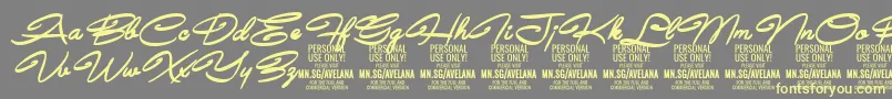 AvelanaBoldItalic PERSONAL Font – Yellow Fonts on Gray Background