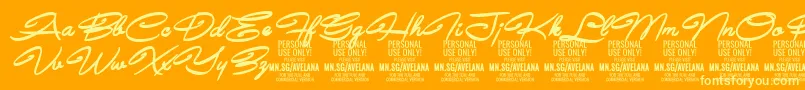 AvelanaBoldItalic PERSONAL-fontti – keltaiset fontit oranssilla taustalla
