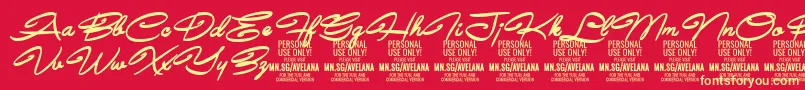 AvelanaBoldItalic PERSONAL Font – Yellow Fonts on Red Background