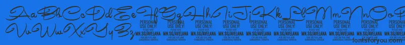 AvelanaMedium PERSONAL-Schriftart – Schwarze Schriften auf blauem Hintergrund