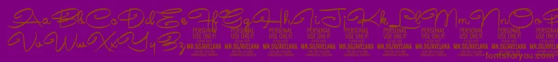 AvelanaMedium PERSONAL-Schriftart – Braune Schriften auf violettem Hintergrund