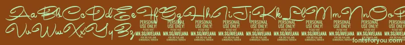 AvelanaMedium PERSONAL Font – Green Fonts on Brown Background