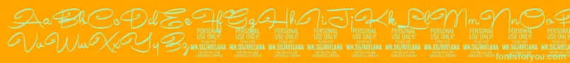 AvelanaMedium PERSONAL-Schriftart – Grüne Schriften auf orangefarbenem Hintergrund