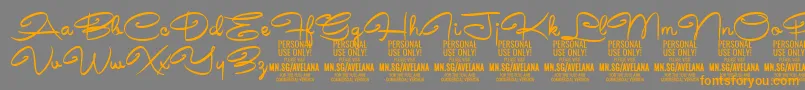 フォントAvelanaMedium PERSONAL – オレンジの文字は灰色の背景にあります。