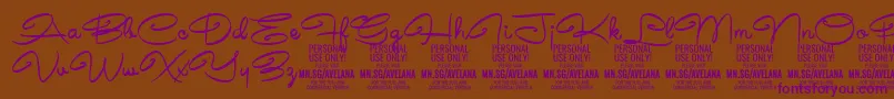 AvelanaMedium PERSONAL-Schriftart – Violette Schriften auf braunem Hintergrund