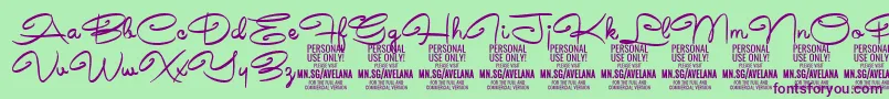 AvelanaMedium PERSONAL Font – Purple Fonts on Green Background