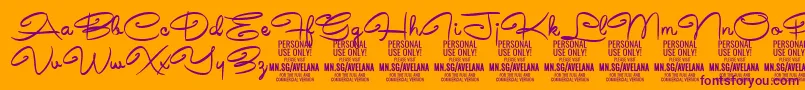 AvelanaMedium PERSONAL Font – Purple Fonts on Orange Background