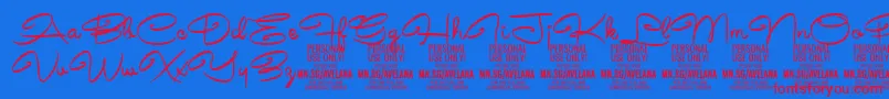 AvelanaMedium PERSONAL Font – Red Fonts on Blue Background