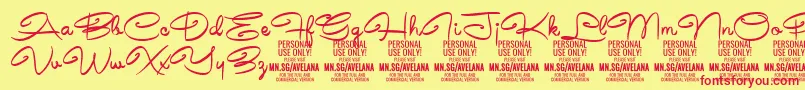 フォントAvelanaMedium PERSONAL – 赤い文字の黄色い背景