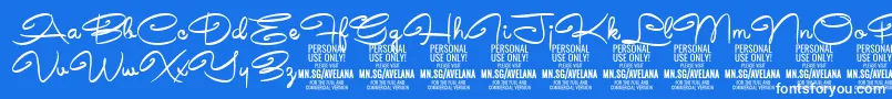 AvelanaMedium PERSONAL-Schriftart – Weiße Schriften auf blauem Hintergrund