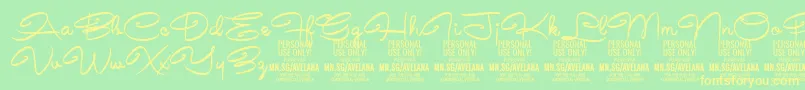 AvelanaMedium PERSONAL-Schriftart – Gelbe Schriften auf grünem Hintergrund