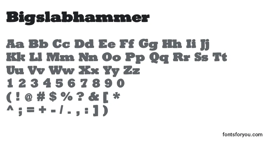 Schriftart Bigslabhammer – Alphabet, Zahlen, spezielle Symbole