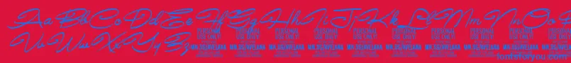 AvelanaMediumItalic PERSONAL Font – Blue Fonts on Red Background