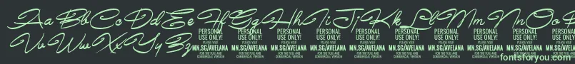AvelanaMediumItalic PERSONAL-Schriftart – Grüne Schriften auf schwarzem Hintergrund