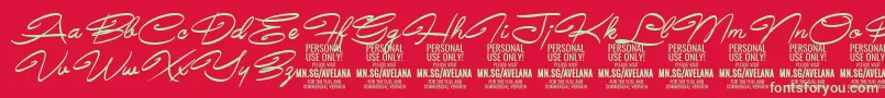 フォントAvelanaMediumItalic PERSONAL – 赤い背景に緑の文字