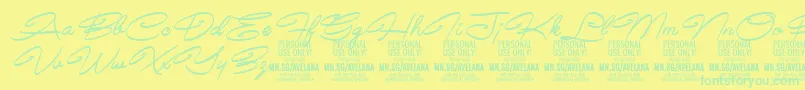 フォントAvelanaMediumItalic PERSONAL – 黄色い背景に緑の文字