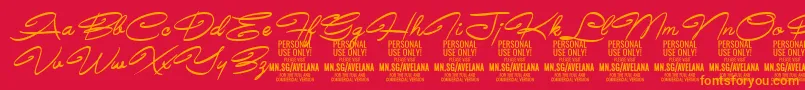 フォントAvelanaMediumItalic PERSONAL – 赤い背景にオレンジの文字