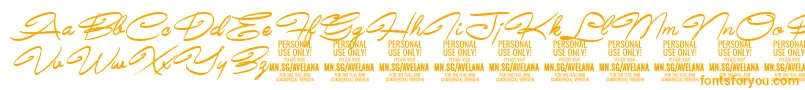 AvelanaMediumItalic PERSONAL-Schriftart – Orangefarbene Schriften auf weißem Hintergrund