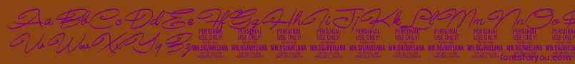 AvelanaMediumItalic PERSONAL-Schriftart – Violette Schriften auf braunem Hintergrund