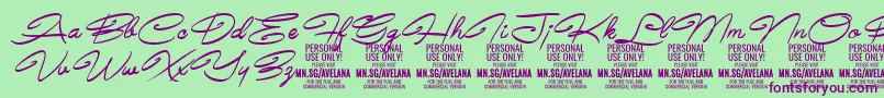 フォントAvelanaMediumItalic PERSONAL – 緑の背景に紫のフォント